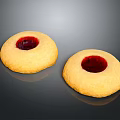 Delicious Round Jam Filled Cookies With Red Center And Golden Crust