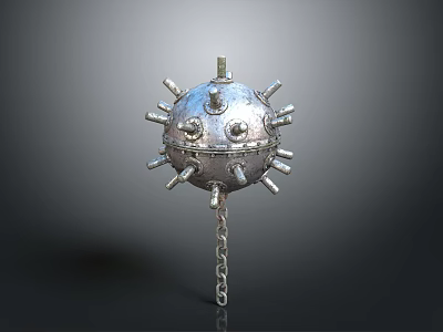 Industrial Mechanical Equipment Featuring Silver Metal Sphere With Protruding Components And Chain 3d model