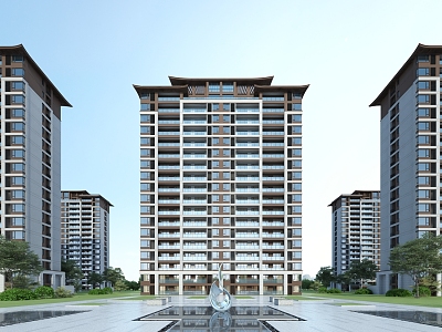 Modern residential high-rise 3d model