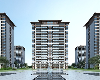 Modern residential high-rise 3d model