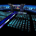 Modern Stage Design With Blue Lighting City Background And LED Displays 3d model