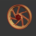 Shiny Golden Spoked Wheel With Black Center And Metallic Shiny Finish Design