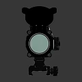 Black Tactical Optical Sight With Flip Up Covers And Mount Base 3d model