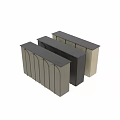 Modern Storage Cabinet With Wooden Panels Curved Doors And Black Top Surface