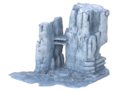 Decorative Rockery Stone For Garden Landscape With Irregular Shape And Base 3d model