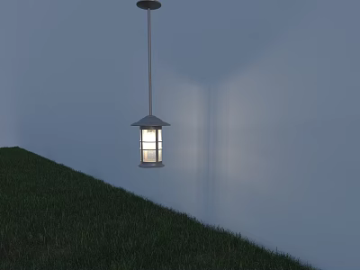 Modern Pendant Light With Glass Shade Hanging Over Green Grass Against White Wall 3d model