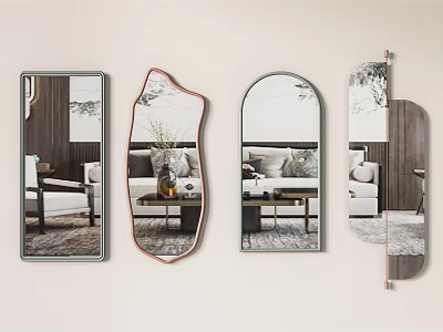 Wall Mounted Decorative Mirrors With Various Shapes And Modern Frame Designs 3d model