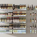 Beverage Bottles Arranged on Multi Layer Shelves Featuring Diverse Types and Varieties 3d model