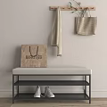 Stylish Entryway Bench With Hanging Bag Towel And Shoes In Minimalist Design