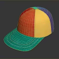 Stylish Multicolored Baseball Cap With Red Yellow Purple Green Sections For Daily Use