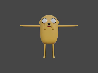 Yellow Cartoon Character With Big Eyes Open Arms And Simple Limbs 3d model