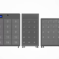 Practical Storage Lockers With Numbered Compartments Electronic Display Various Sizes And Wheels 3d model