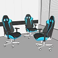 Modern Black And Blue Gaming Chairs With Ergonomic Design And Wheels
