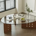 Middle-style glass coffee table combination 3d model