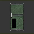 Green Metal Door With Riveted Frame And Small Rectangular Window 3d model