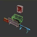 Essential Roadside Toll Equipment With Yellow Barrier Red Cone White Machine And Blue Rail