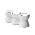 Two White Speckled Side Tables With Modern Rounded Unique Design 3d model