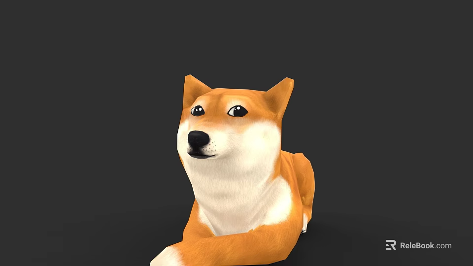 Cute Shiba Inu Dog Lying Down With Orange And White Fur And Friendly Expression 3d model 