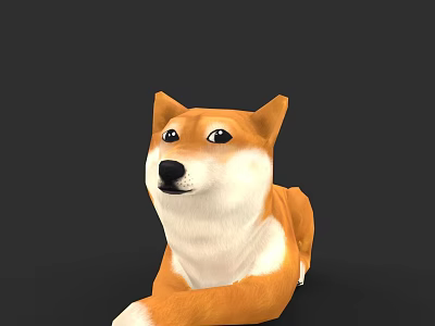 Cute Shiba Inu Dog Lying Down With Orange And White Fur And Friendly Expression 3d model