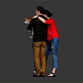 Couple Holding Dog In Studio Portrait