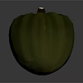 Green Striped Pumpkin With Brown Stem On Gray Background As Fresh Vegetable 3d model