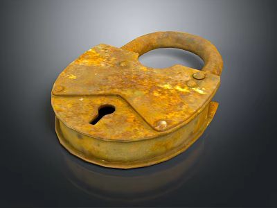 Rusty Old Metal Padlock Essential Hardware Tool With Classic Design For Security 3d model