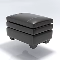 Modern Black Leather Upholstered Stool With Layered Design And Short Legs 3d model