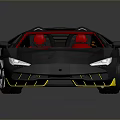 Gray Convertible Sports Car With Sleek Design Red Seats And Yellow Accents