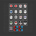 3D Modeled Electronic Components on Grid Board With Red Green Blue White Elements CNC Labels