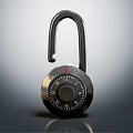 Secure Black Door Handle With Combination Padlock On Gray Gradient Reflective Background 3d model