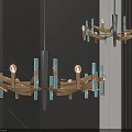 Modern Luxury Chandelier with Gold Frame and Blue Glass Rods Hanging Interior Lighting Design