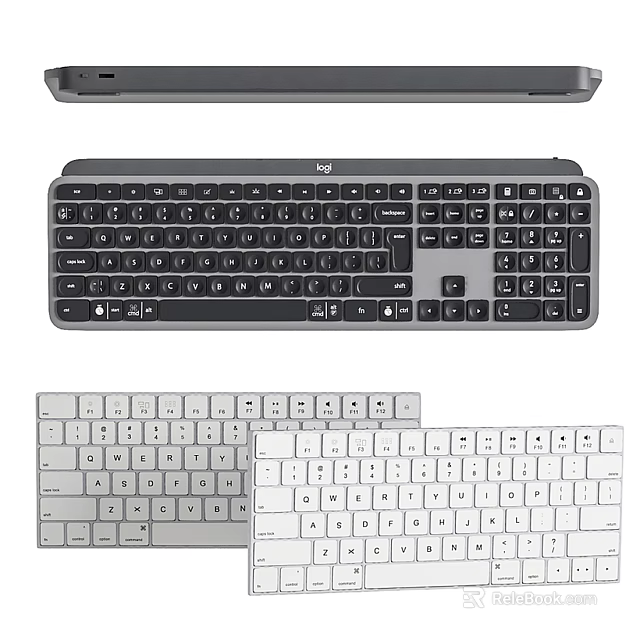 Modern Computer Keyboards With Different Styles Full Size Compact And Multiple Colors 3d model 