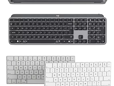 Modern Computer Keyboards With Different Styles Full Size Compact And Multiple Colors 3d model