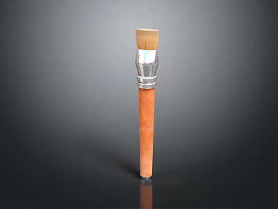 Professional Paintbrush With Wooden Handle Metal Ferrule And Soft Bristles For Art Projects 3d model