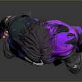 3D Fantasy Character With Purple Glowing Outfit And Dark Hair Design