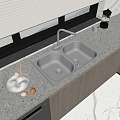 Modern stainless steel sink dish basin 3d model