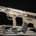 Tan Colored MDR Assault Rifle With Modern Tactical Design And Magazine
