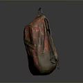 Vibrant Red Fabric Backpack With Peace Signs Hearts And Golden Accents