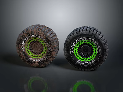 Off Road Tires Clean And Dirty Comparison 3d model