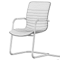 Modern Stylish Chair With Gray Quilted Fabric Chrome Armrests And Metal Frame