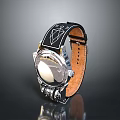 Elegant Leather Watch With Black Strap White Diamond Pattern And Silver Dial