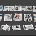 Various Magazines And Newspapers With Different Covers And Content Layouts 3d model