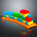 Electric Toy Train With Colorful Building Blocks On Orange Track For Kids Play