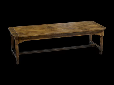 Rustic Solid Wood Rectangular Table With Classic Design And Sturdy Legs 3d model