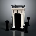Elegant Classical Doorway Structure With Black And White Design Ornate Top And Flanking Columns