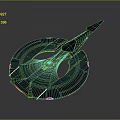 Sleek Dark Sci Fi Spaceship With Circular Base And Sharp Front Design 3d model