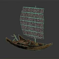 Traditional Wooden Sailboat Model As Classic Water Transportation With Fabric Sails