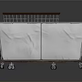 Metal Shopping Cart And Storage Trolley With Wooden Borders And White Fabric Cover