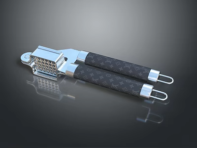 Stainless Steel Cheese Grater With Black Textured Handles And Ergonomic Design 3d model