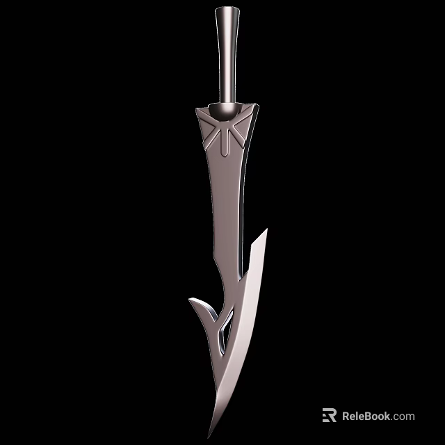 Metallic Spear With Sharp Blade Decorative Top Pointed Tip And Slender Shaft 3d model 